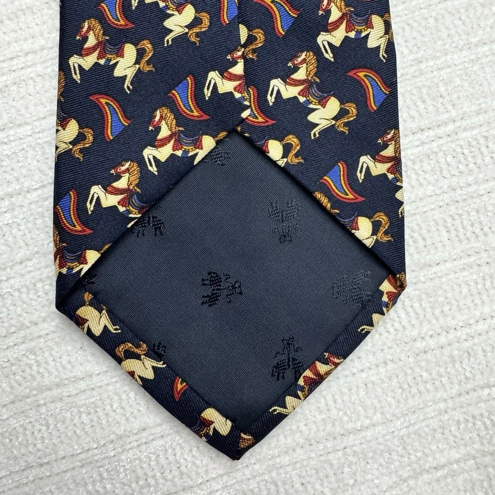 Brooks Brothers Makers Silk Horse Rainbow‎ Navy Mens Tie OS USA